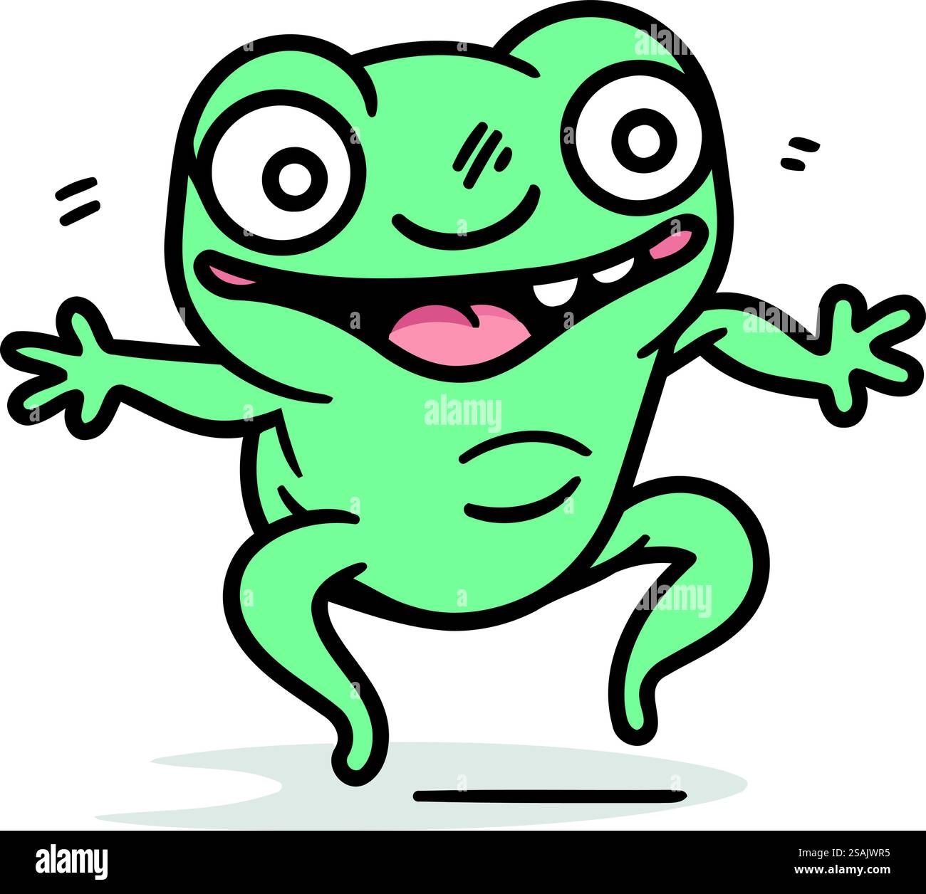 Toad Jumping Vector Funny cartoon frog jumping. Vector illustration isolated on white ...