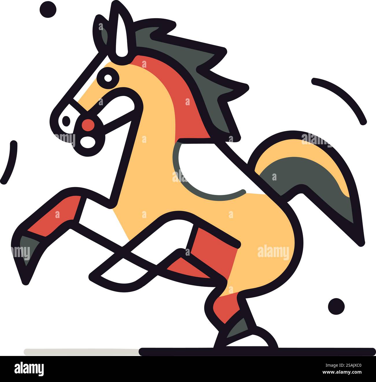 Running horse. Vector illustration in flat style. Isolated on white ...