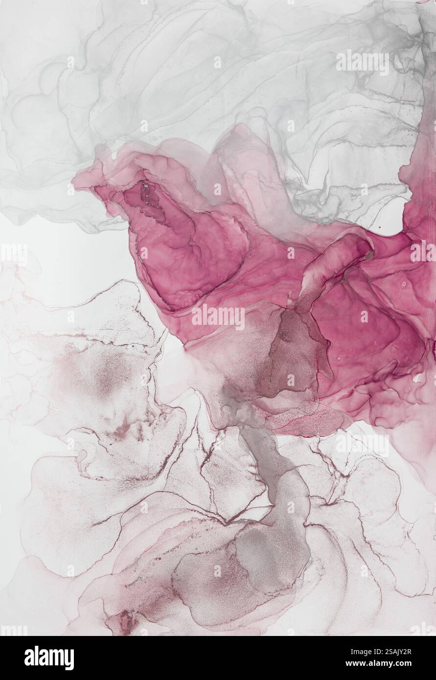 Exploring fluidity and depth in alcohol ink abstract art with vibrant colors Stock Photo