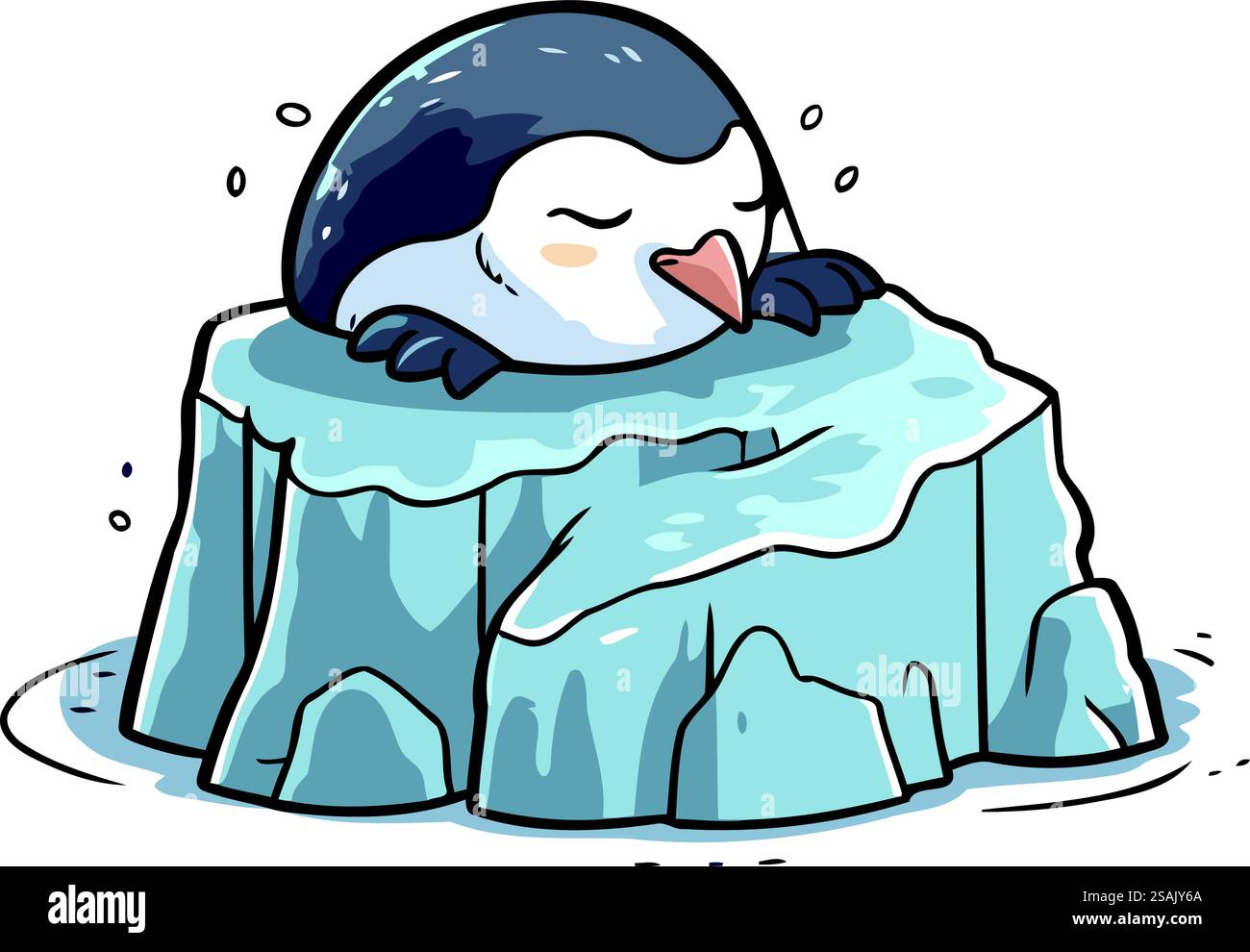 Cute penguin sleeping on a piece of ice. Vector illustration Stock ...