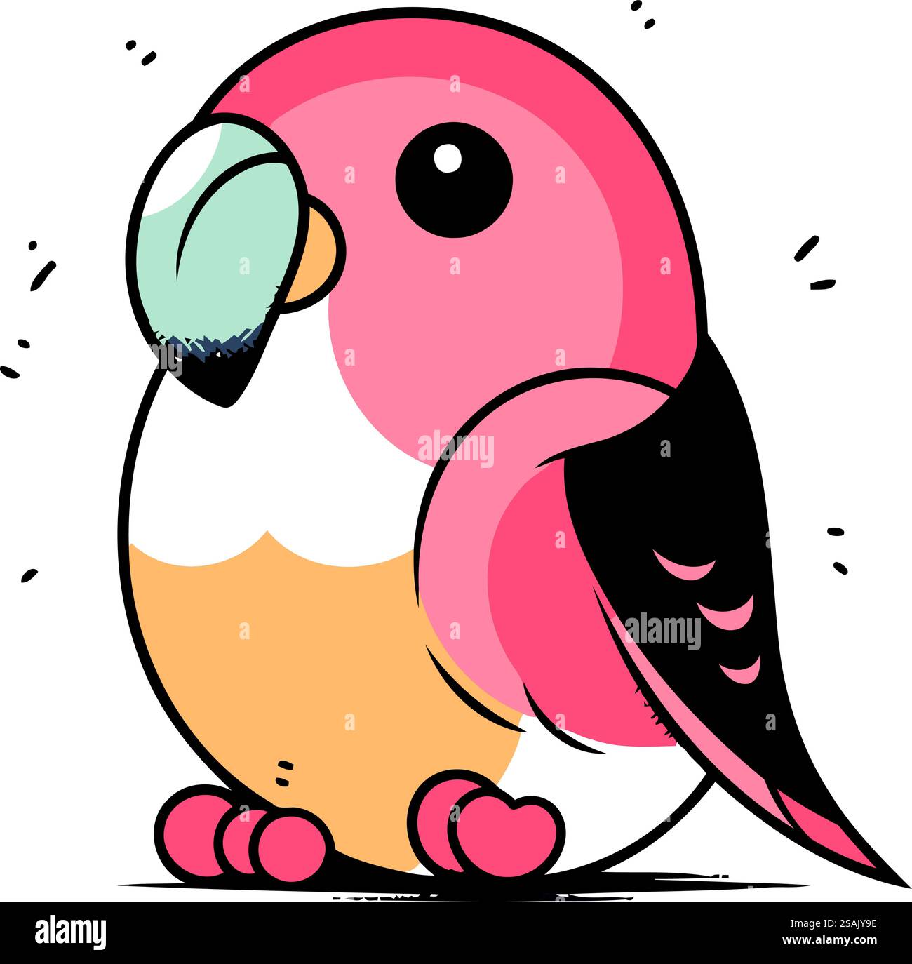 Cute parrot. Hand drawn vector illustration in cartoon style Stock ...