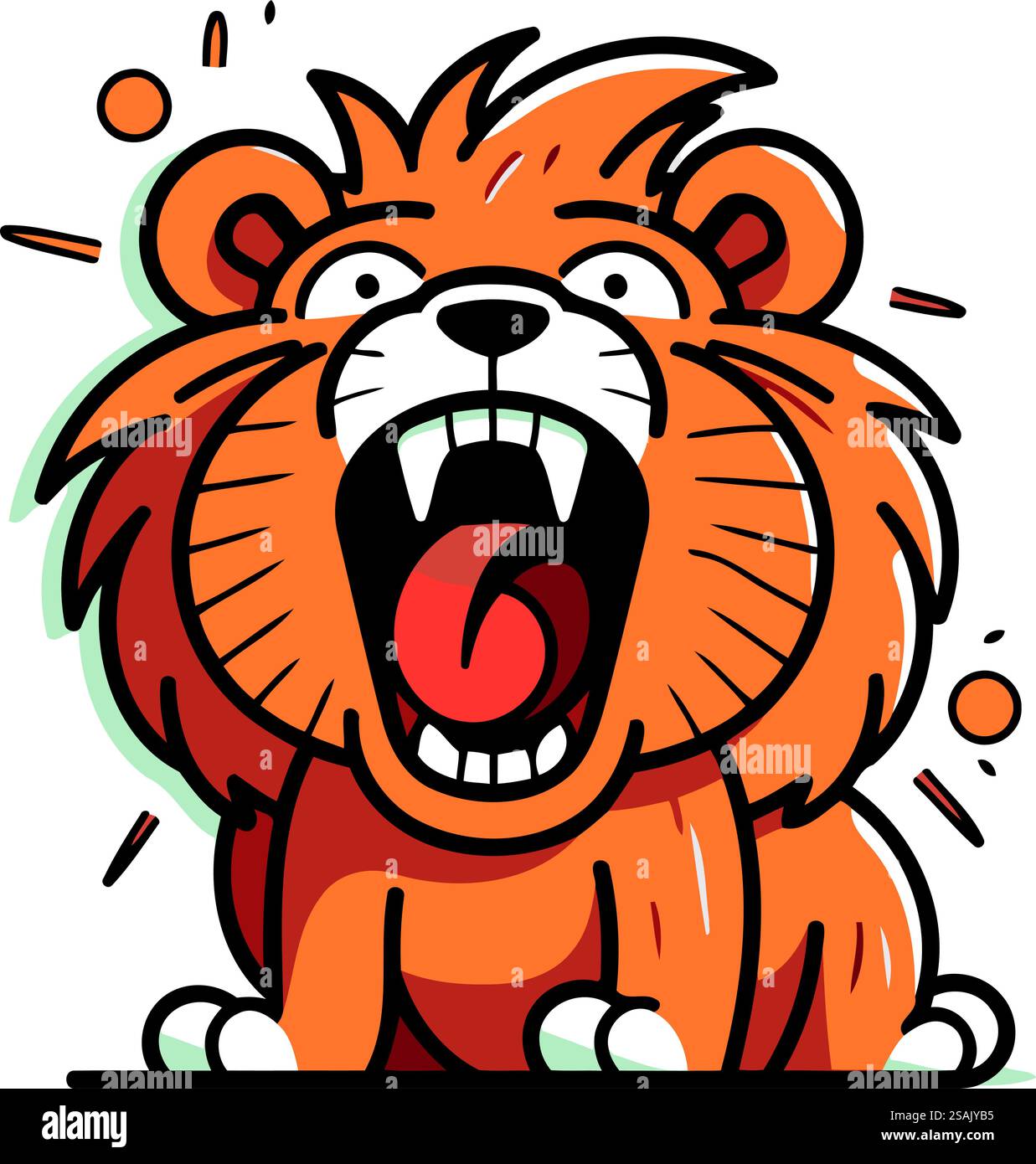 Lion with open mouth. Funny cartoon character. Vector illustration ...