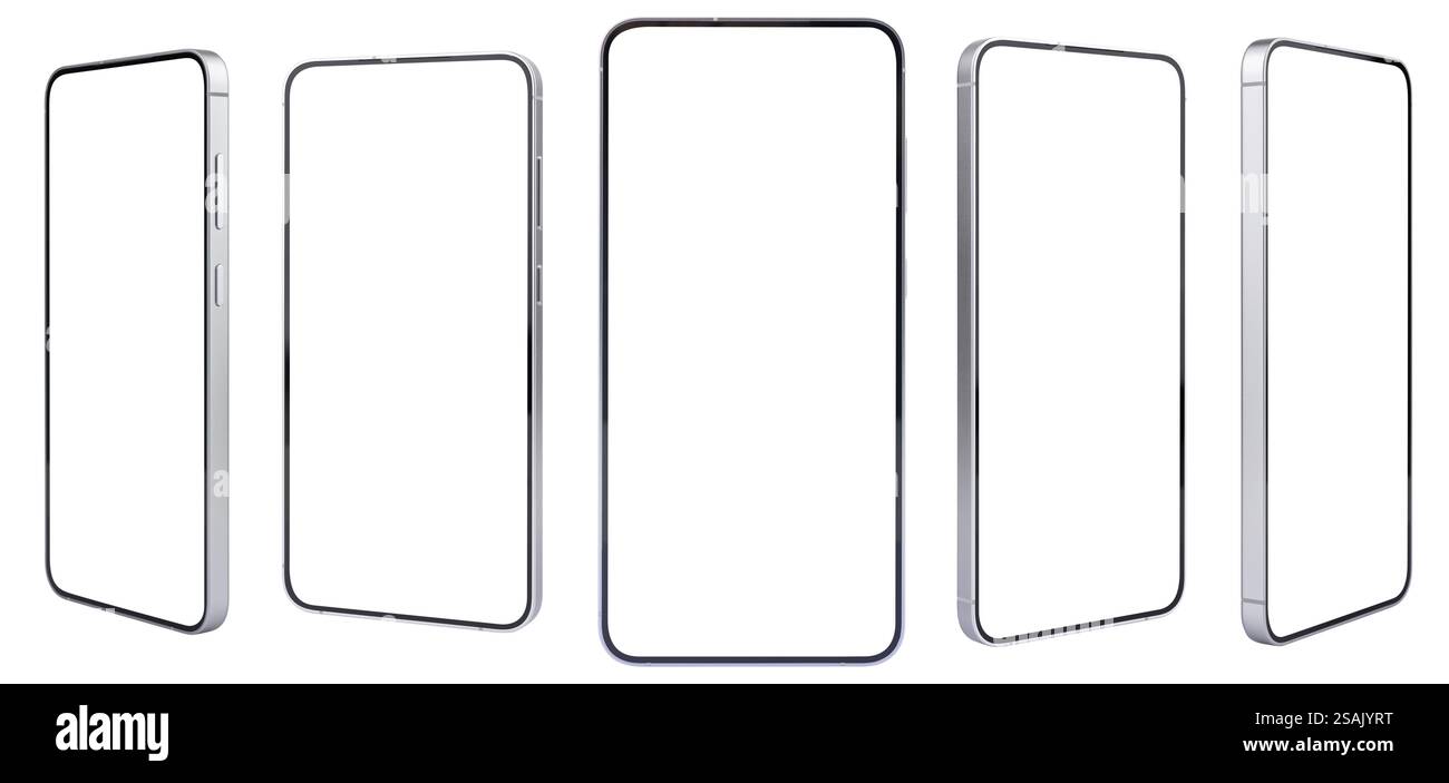 collection of smartphone mockup blank screen isolated on white ...