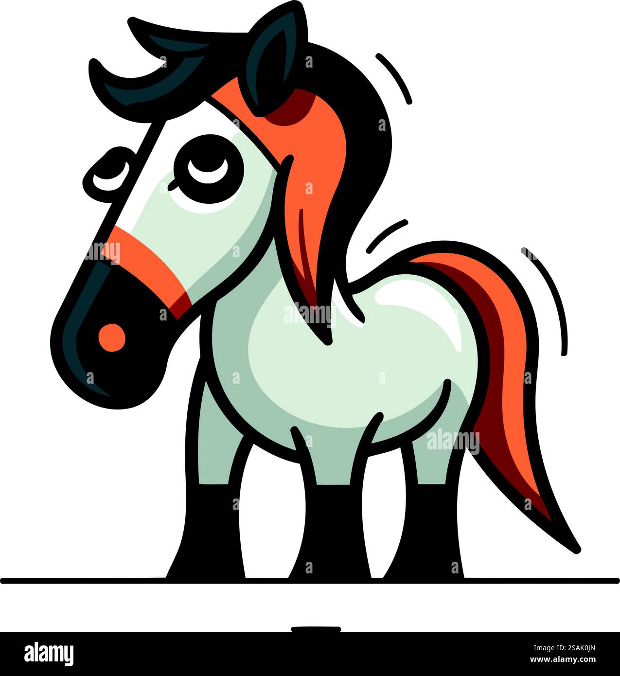 Cute cartoon horse isolated on white background. Vector illustration in ...