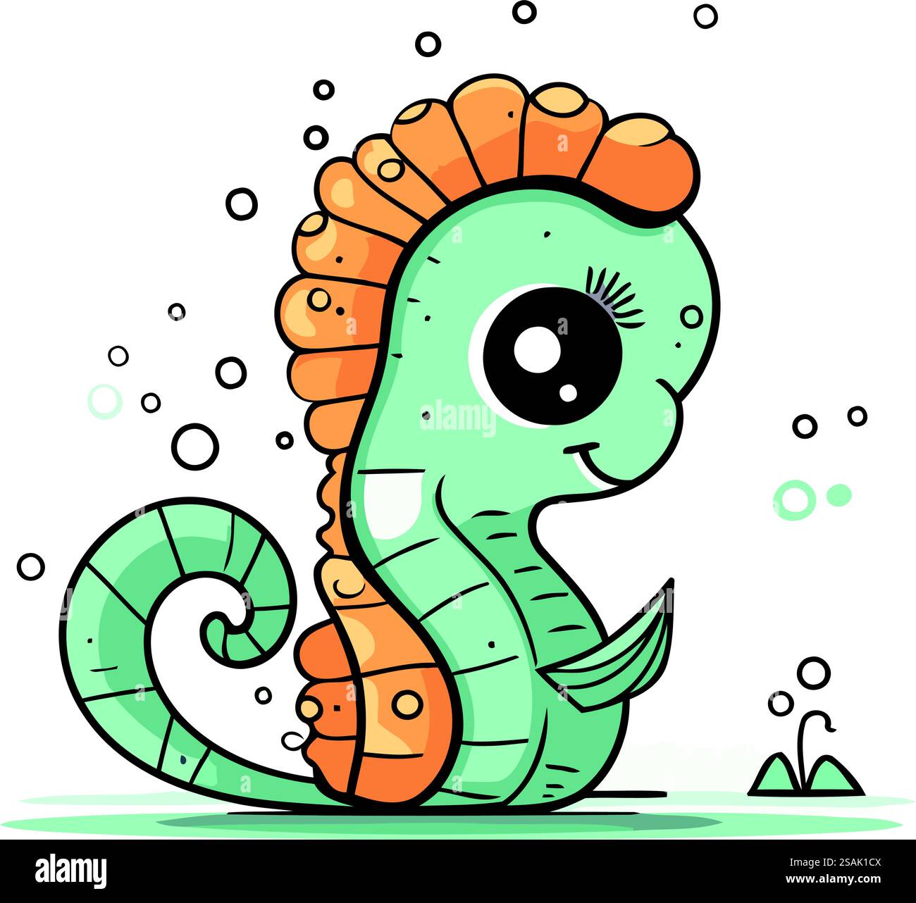 Cute cartoon seahorse. Vector illustration in flat style Stock Vector ...