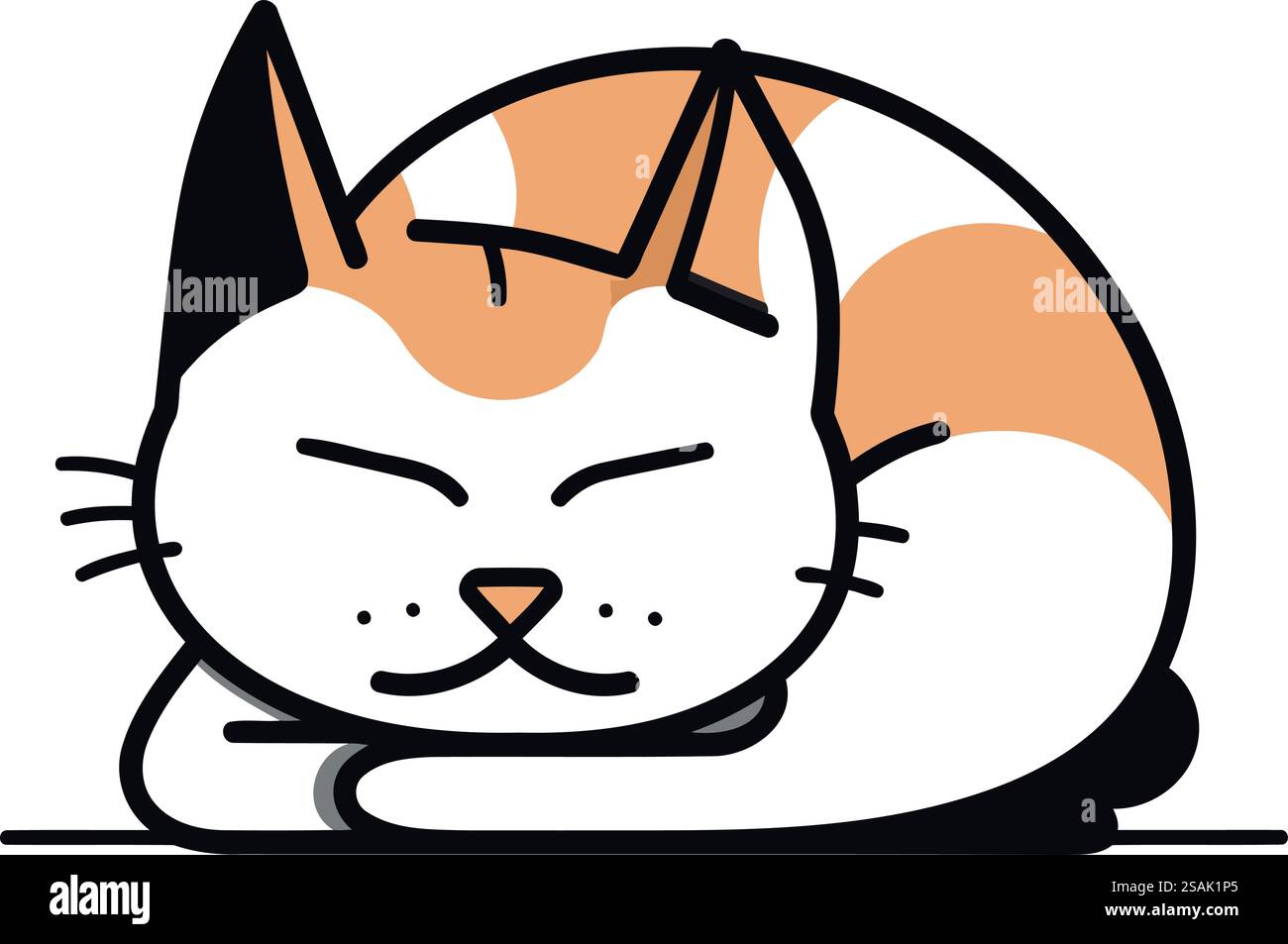 Cute cat sleeping on the floor. Isolated vector illustration Stock ...