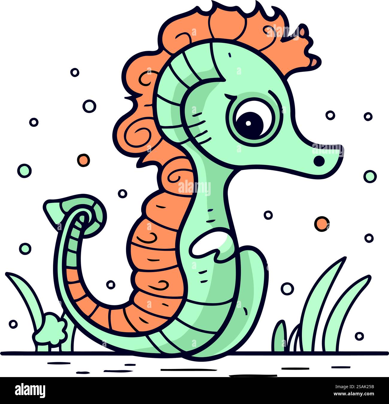 Cute cartoon seahorse. Vector illustration in a flat style Stock Vector ...