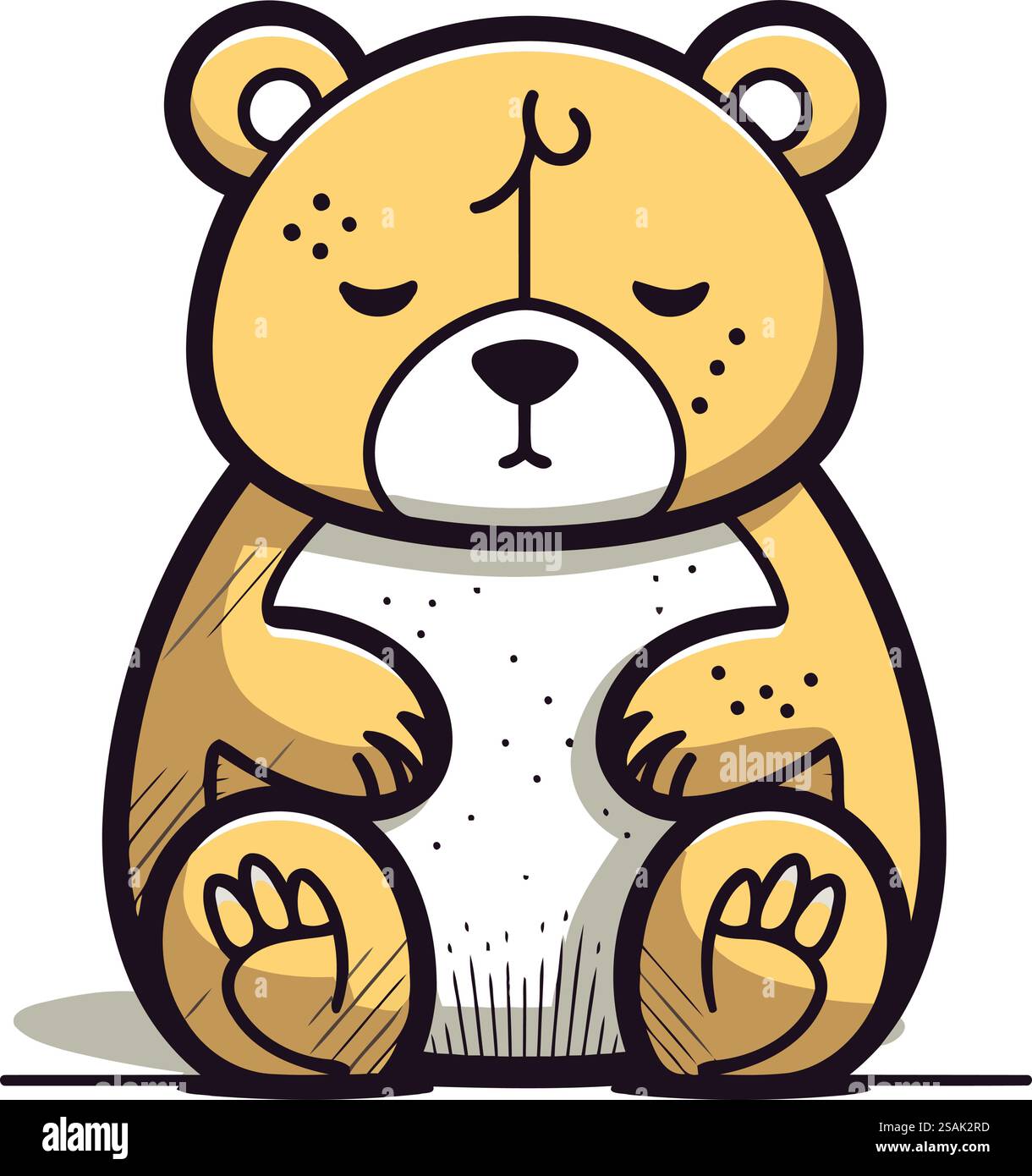 Cute teddy bear sitting. Vector illustration in cartoon style Stock ...