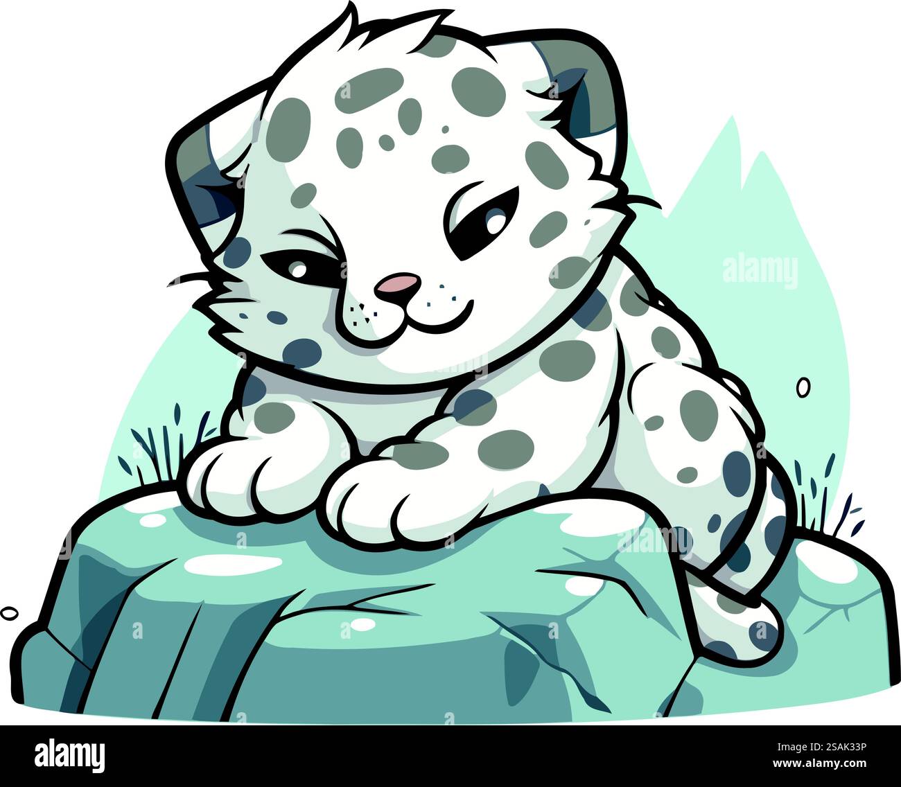 Illustration of a Cute Leopard Sitting on a Rock Vector Stock Vector ...