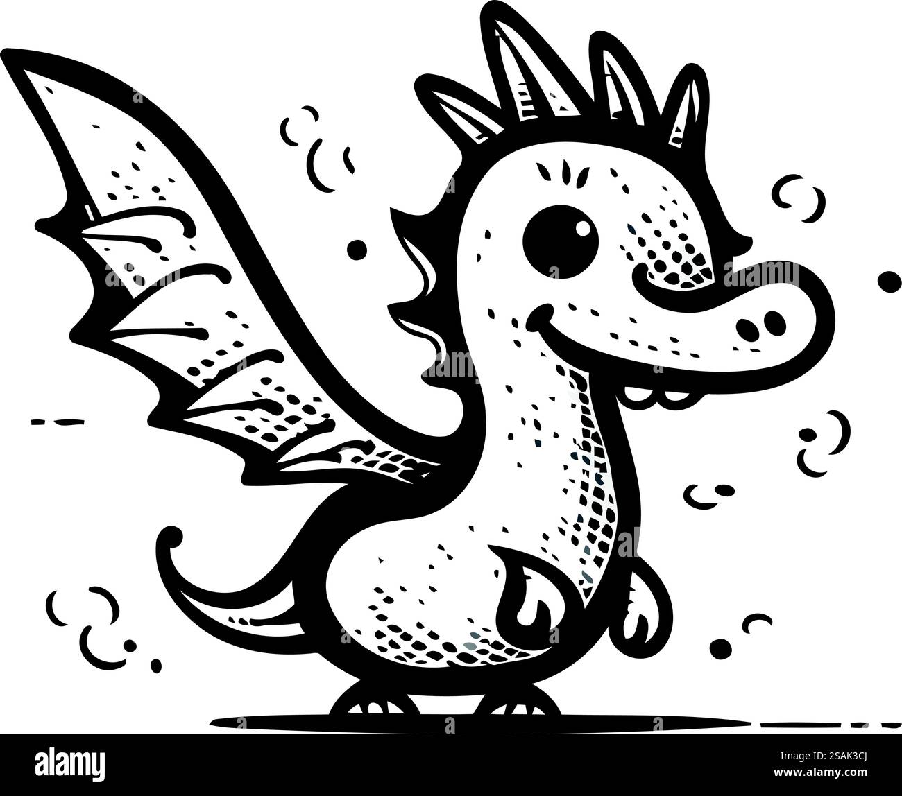 Cute cartoon dragon isolated on a white background. Vector illustration ...