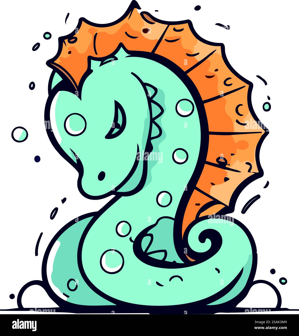 Sea horse. Hand drawn vector illustration in doodle style Stock Vector ...