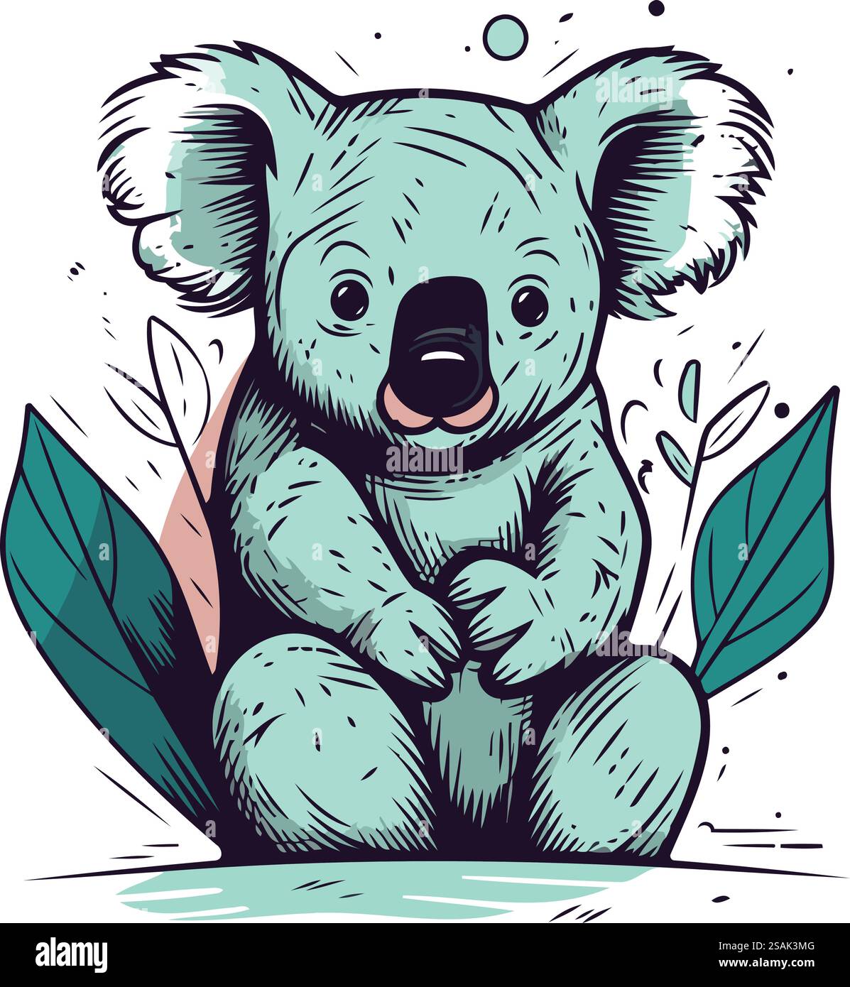 Cute koala sitting on the ground. Vector hand drawn illustration Stock ...