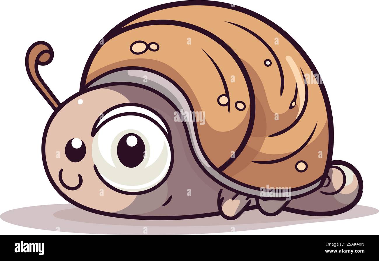Cute cartoon snail. Vector illustration. Isolated on white background ...