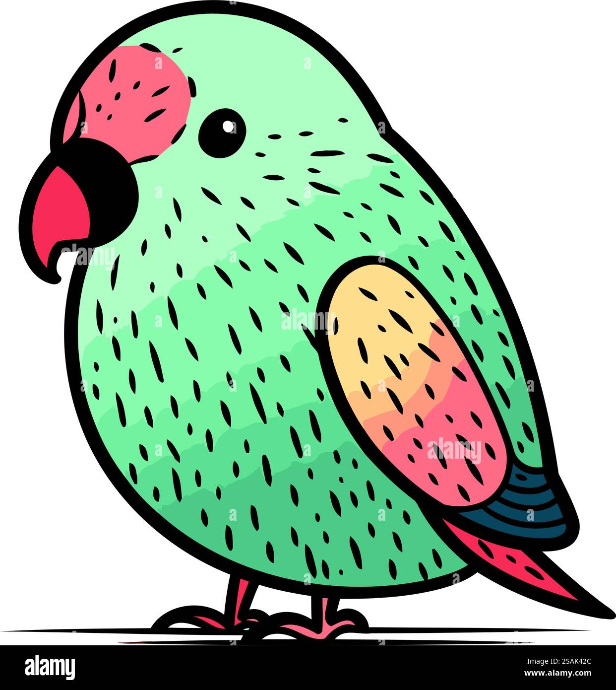 Cute cartoon parrot vector illustration. Hand drawn parrot Stock Vector ...