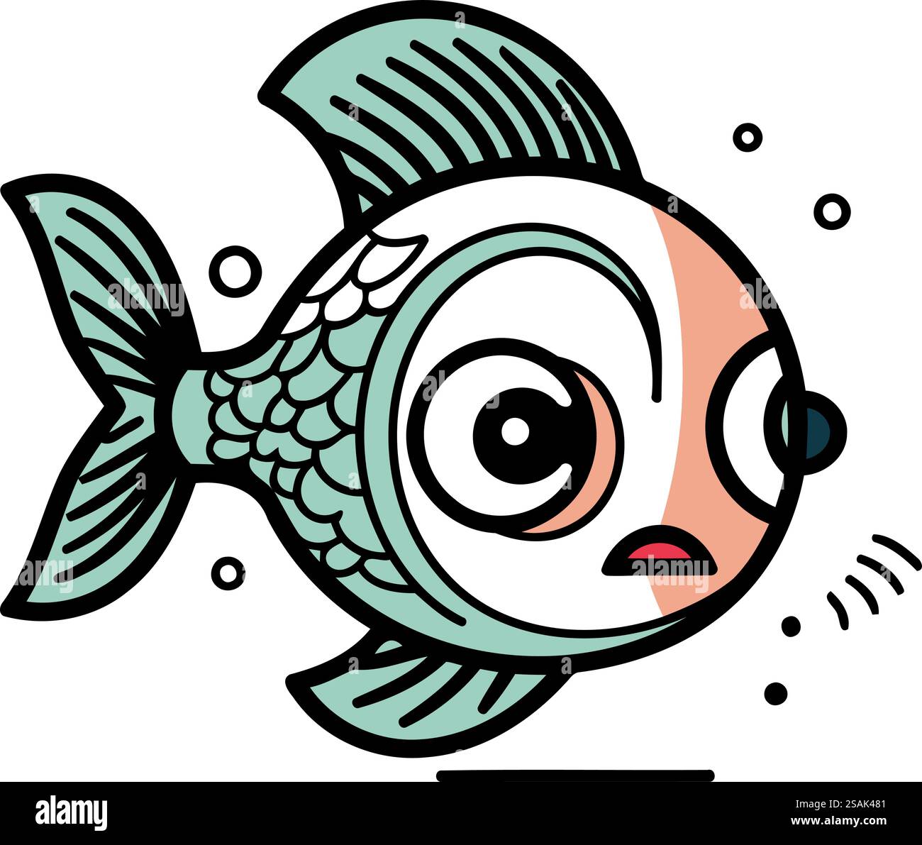Cute cartoon fish. Vector illustration. Isolated on white background ...