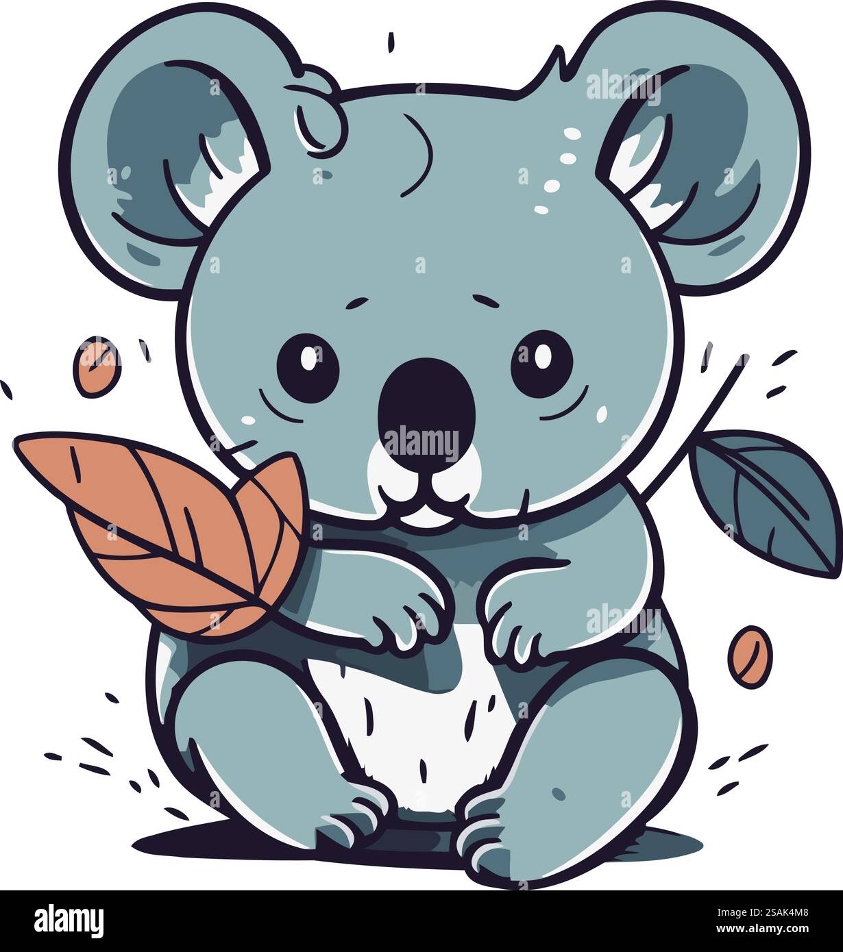 Cute koala with leaves. Vector illustration in cartoon style Stock ...