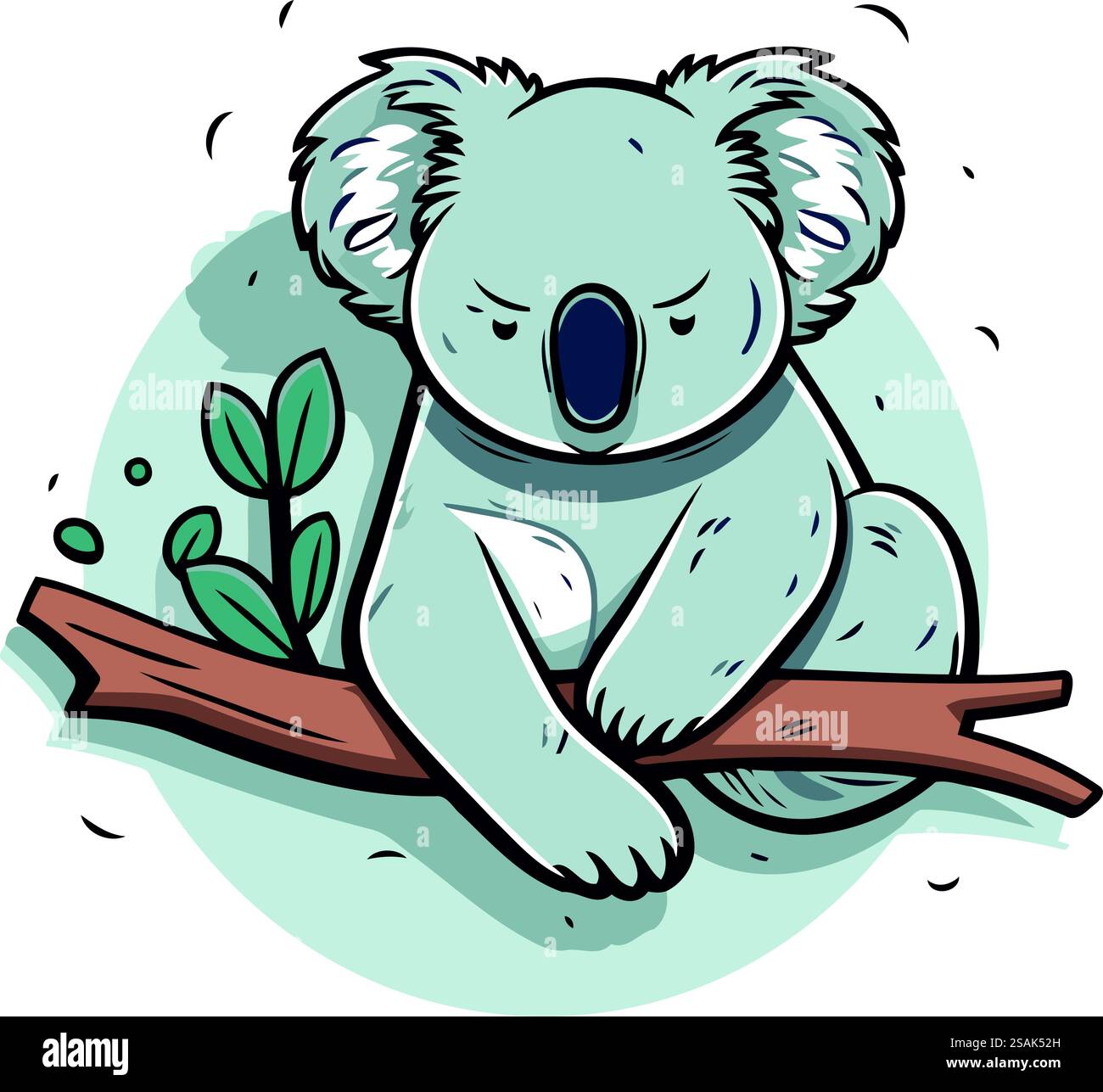 Cute koala sitting on a tree branch. Vector illustration Stock Vector ...