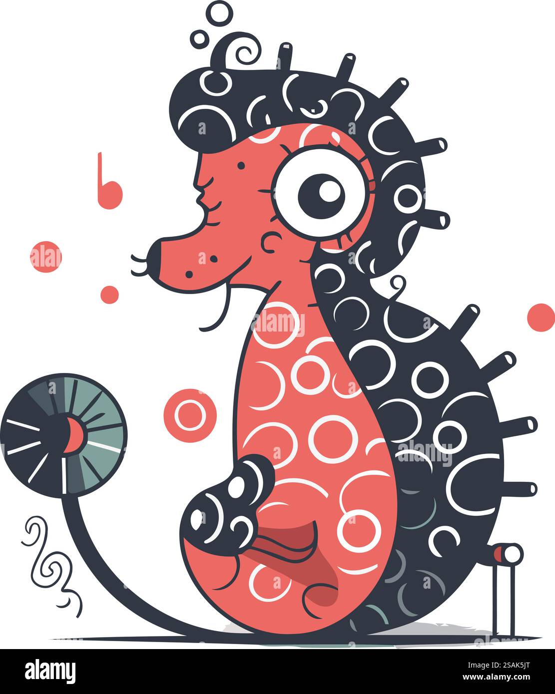 Cartoon seahorse. Vector illustration in doodle style Stock Vector ...