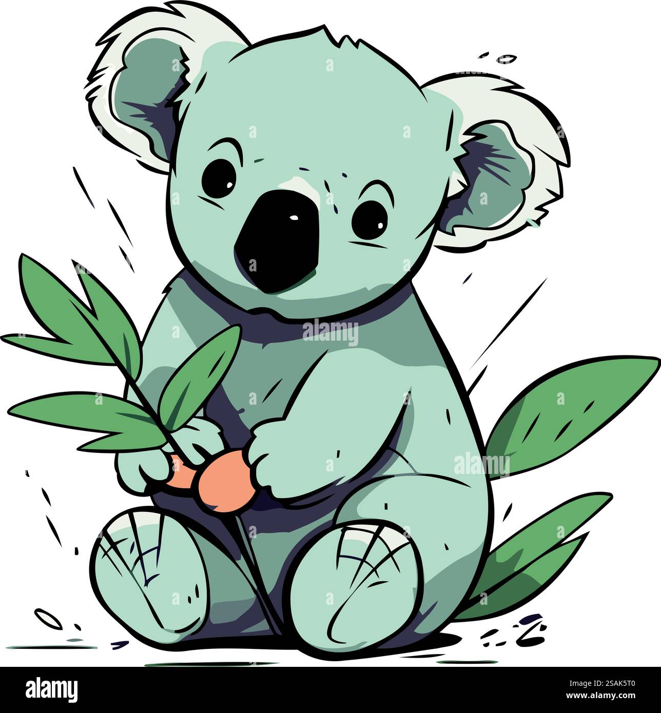 Illustration of a cute koala sitting with a branch of eucalyptus Stock ...