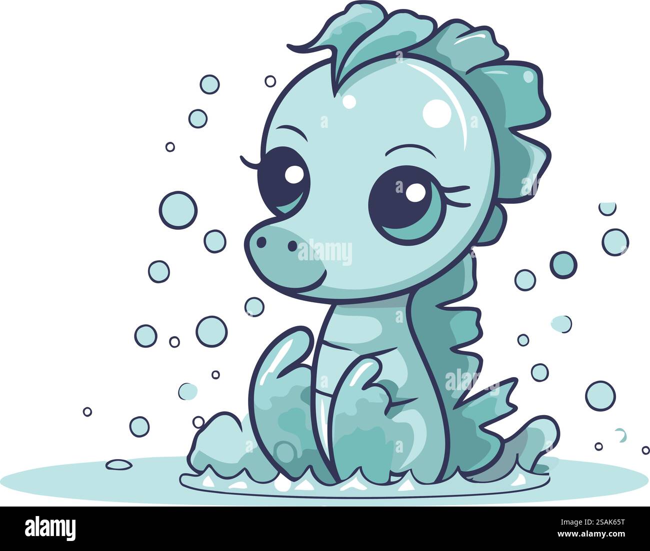 Cute little seahorse cartoon character. Vector flat illustration Stock ...