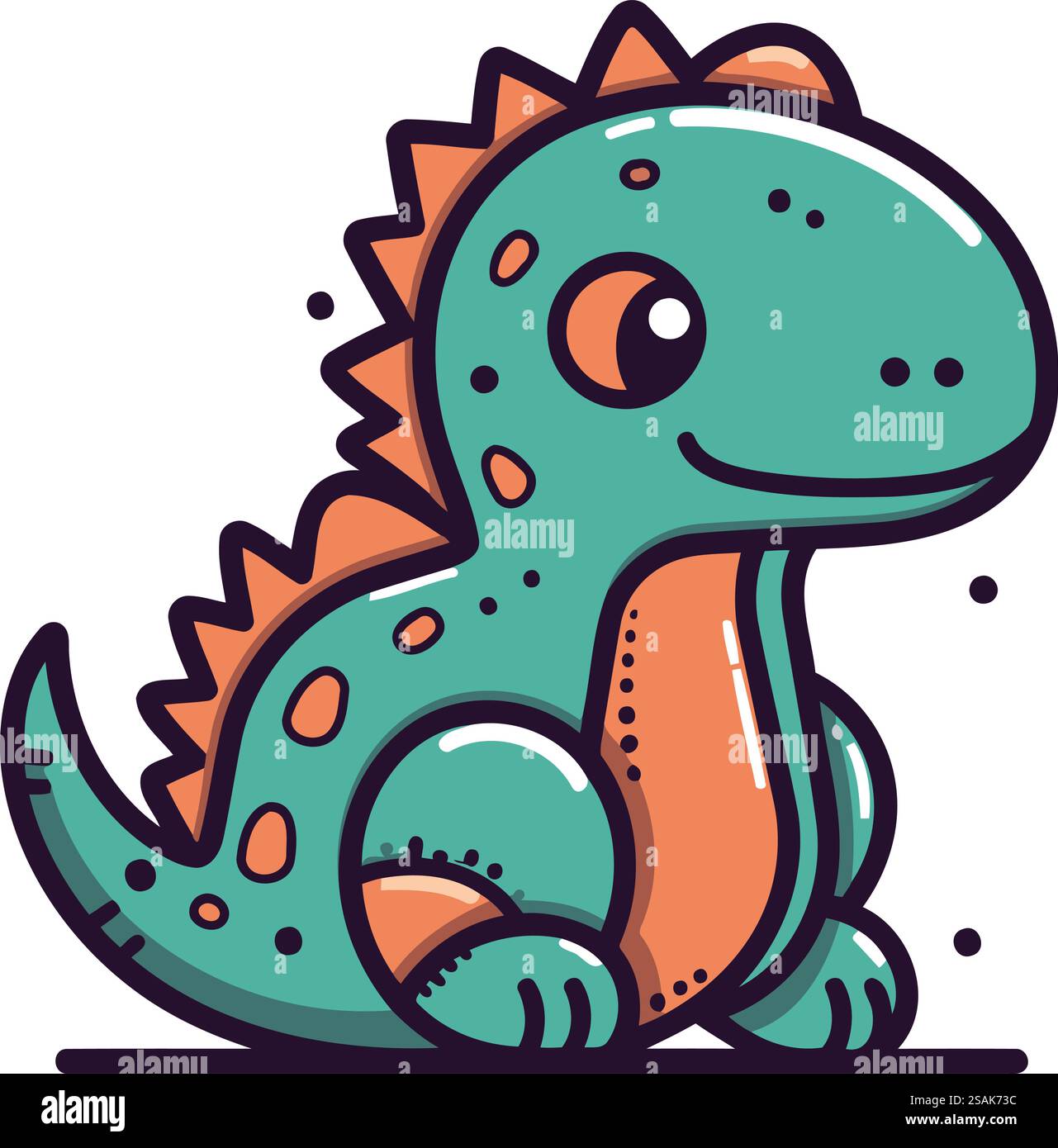 Cute cartoon dinosaur. Vector illustration isolated on a white ...