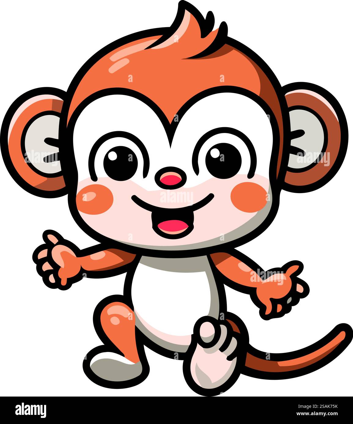 Cute cartoon monkey. Vector illustration isolated on a white background ...