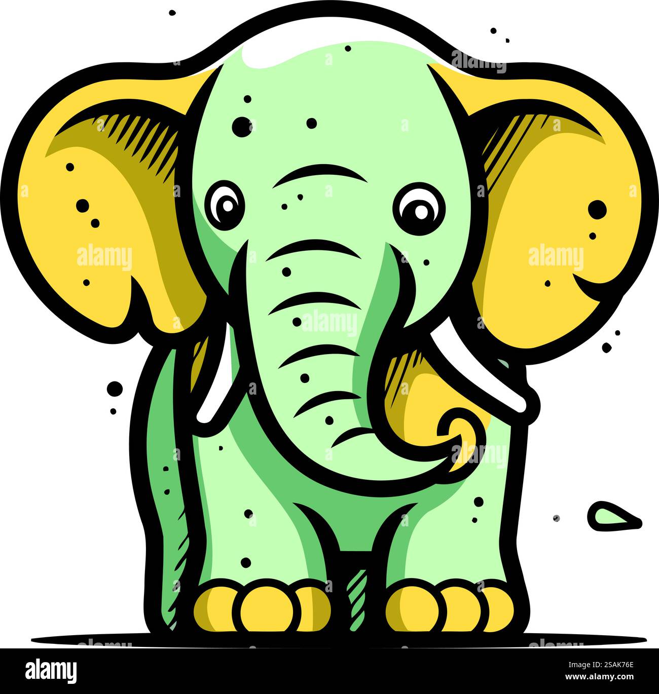 Cute cartoon elephant isolated on a white background. Vector ...