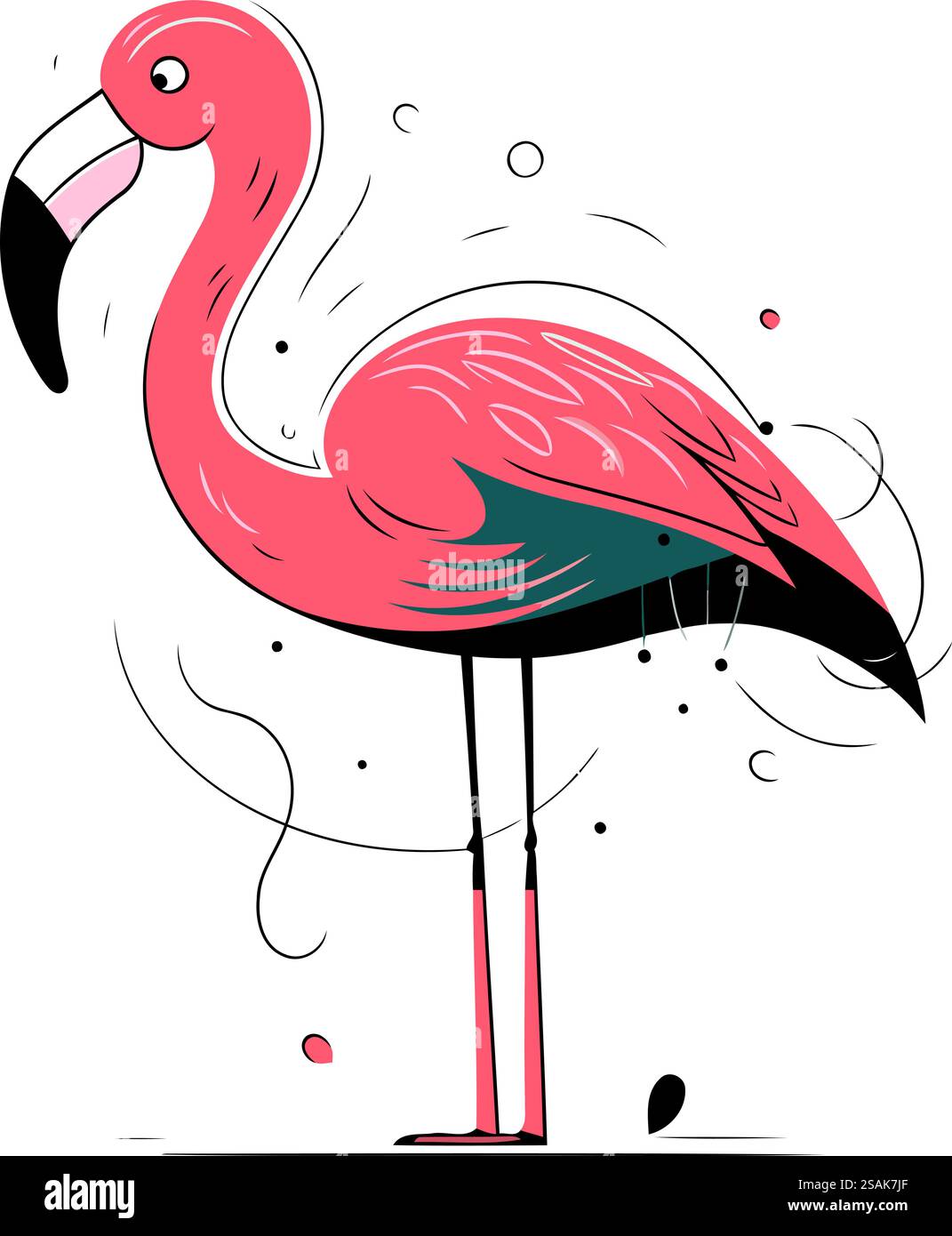 Flamingo bird. Vector illustration in flat style. Isolated on white ...