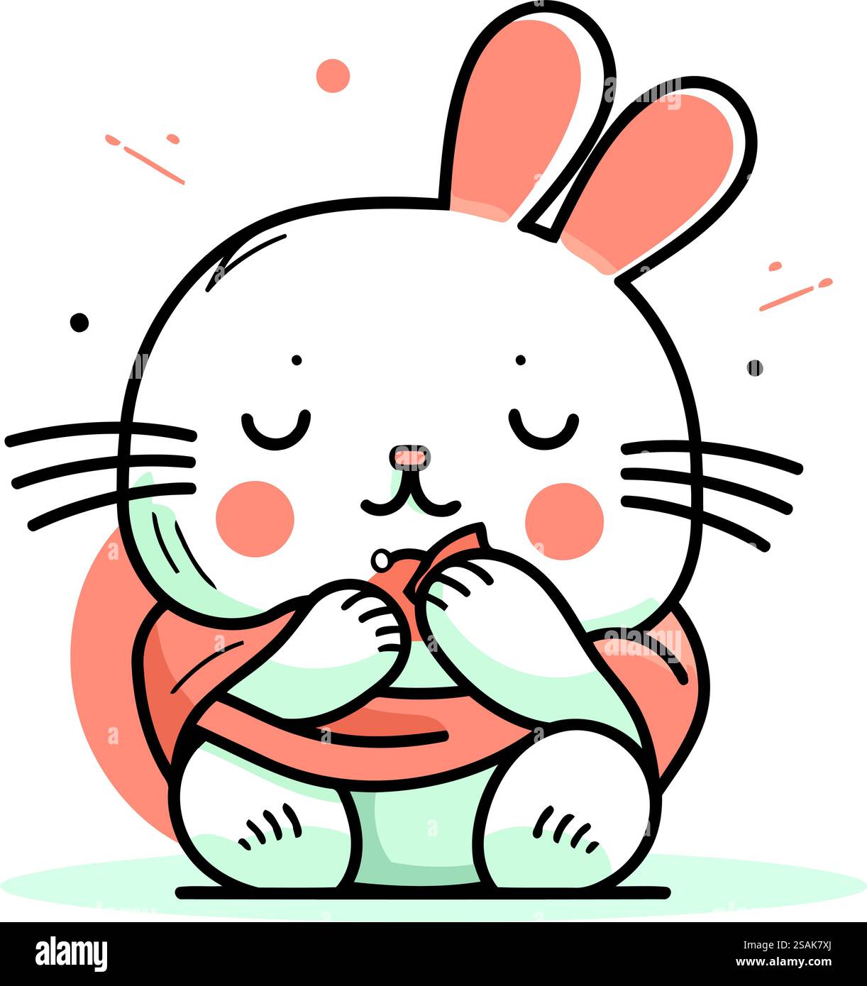 Cute rabbit with a scarf. Vector illustration in cartoon style Stock ...