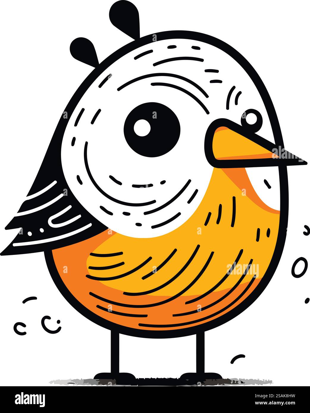Cute little bird. Hand drawn vector illustration isolated on white ...