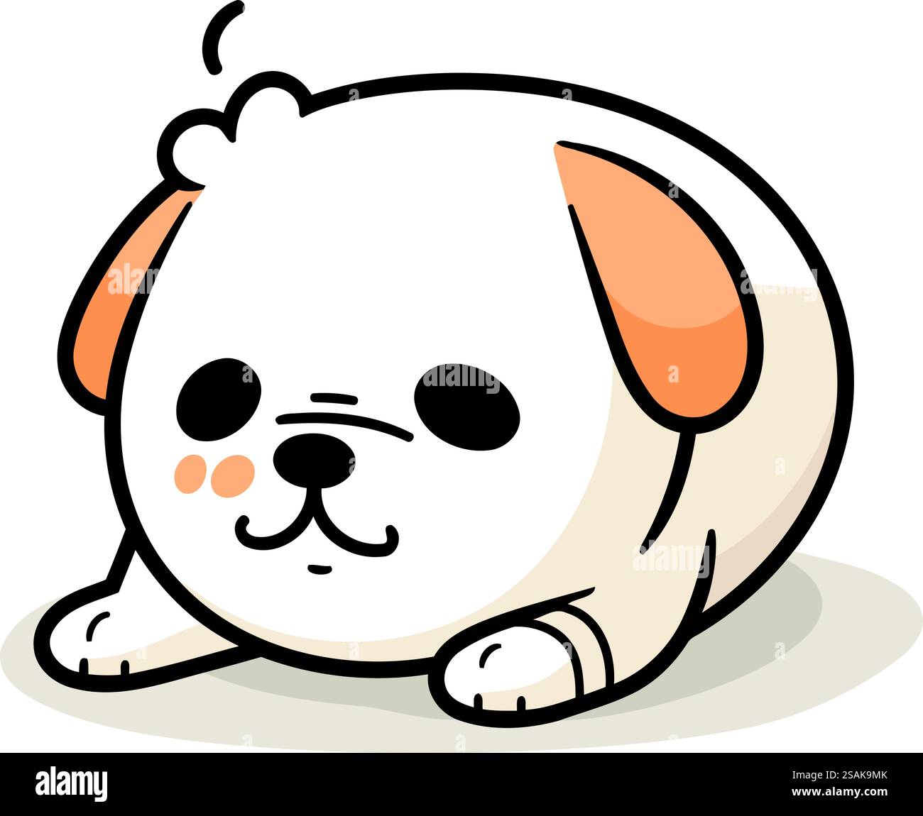 Cute cartoon dog lying on the floor. Vector illustration isolated on ...