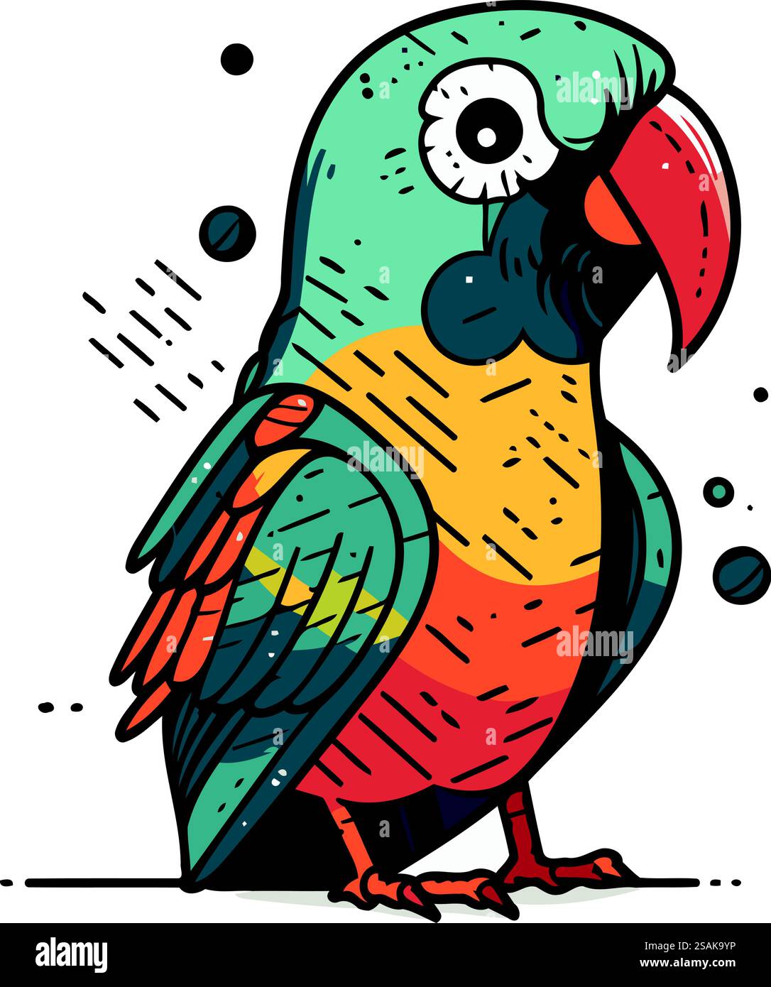 Cute parrot. Hand drawn vector illustration in cartoon style Stock ...