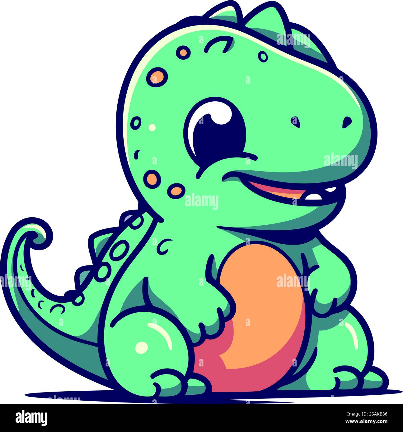 Cute cartoon dinosaur. Vector illustration isolated on a white ...