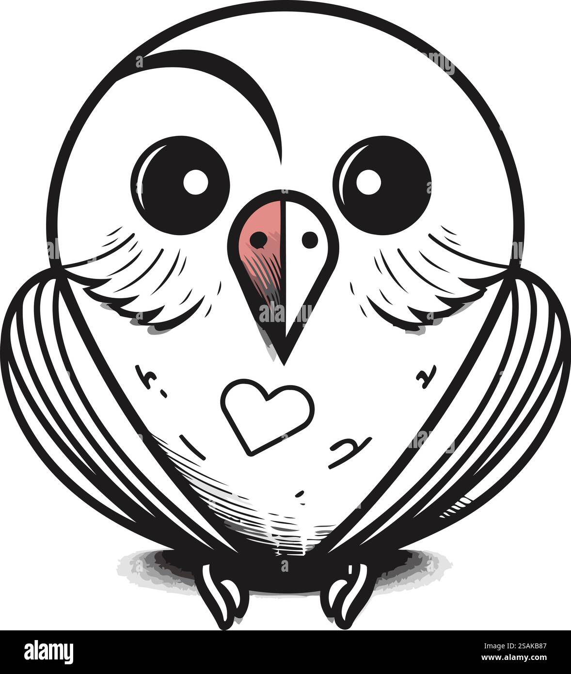 illustration of a cute owl with heart shaped eyes on white background ...