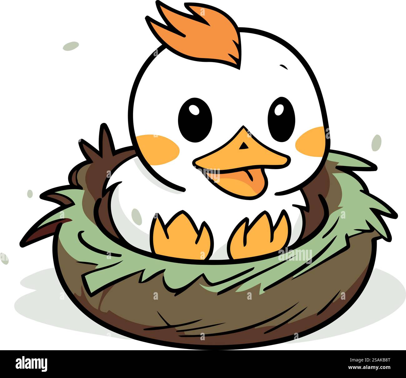 Illustration of a little chicken in a nest on a white background Stock ...
