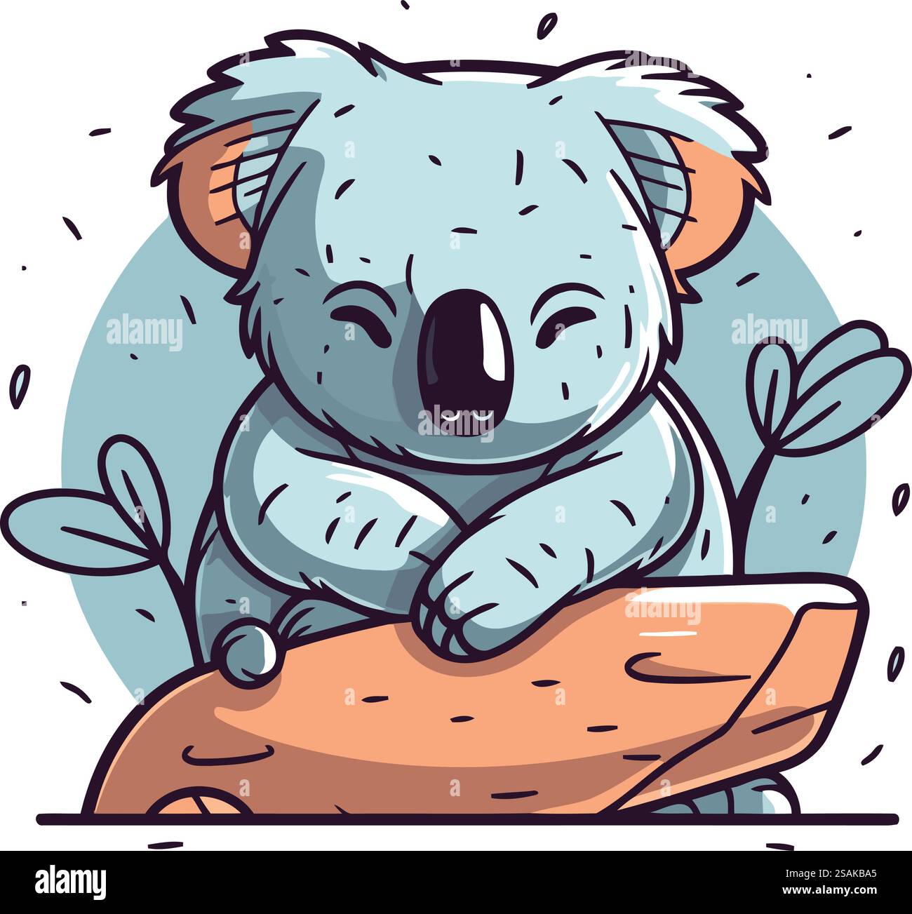 Cute koala sitting on the log. Vector illustration in cartoon style ...