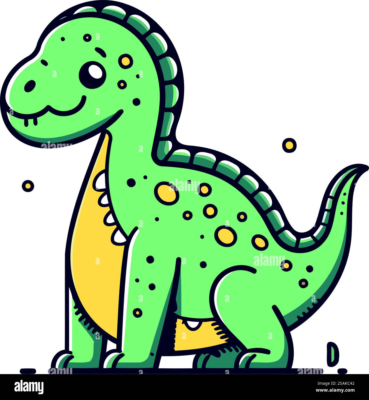 Cute dinosaur isolated on white background. Vector illustration in ...