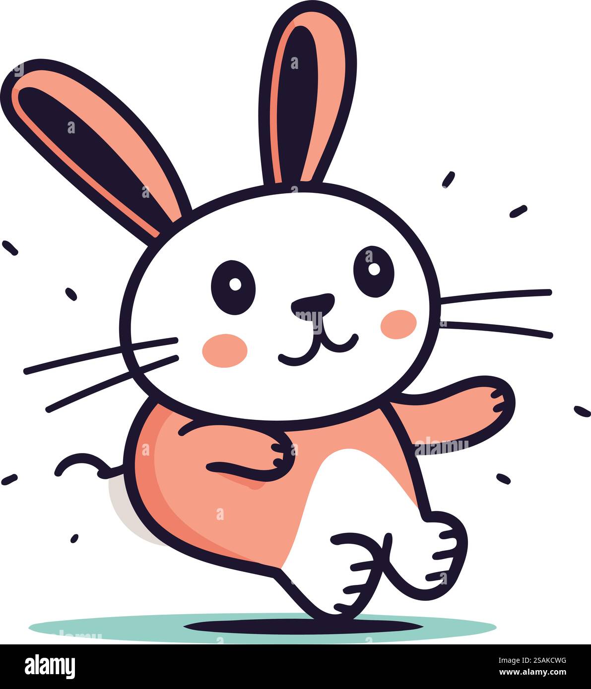 Simple Cartoon Rabbit Running Cute cartoon rabbit running. Vector illustration in a flat style Stock ...