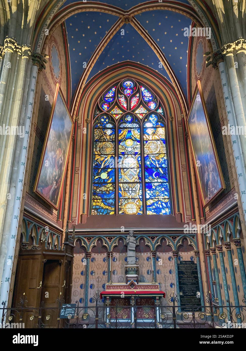 Chapel and Stained glass window inside Orleans Cathedral, France - Smartphone Captured Stock Image