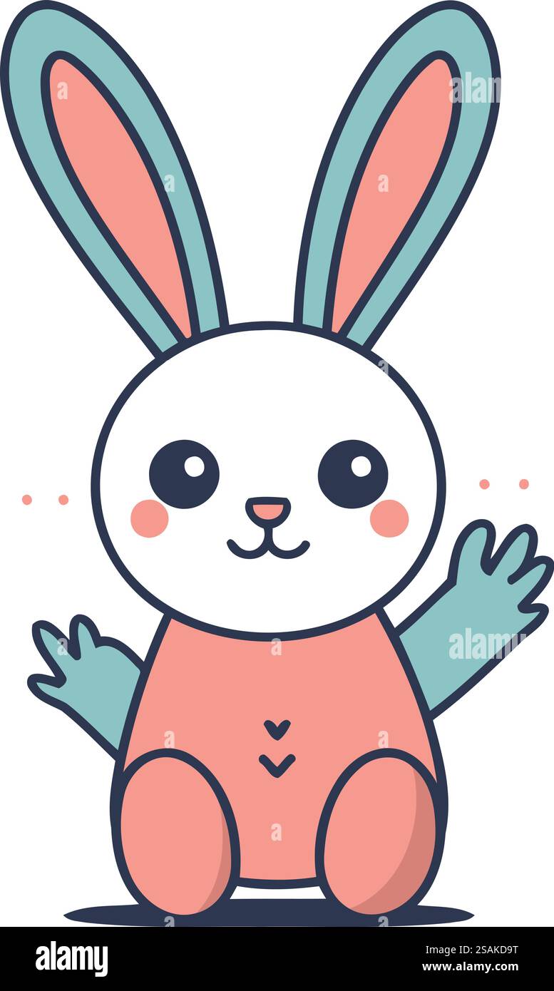Cute rabbit. Vector illustration in cartoon style. Isolated on white ...