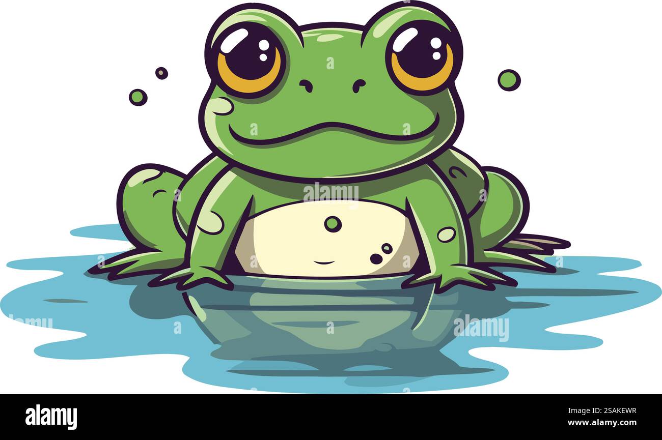 Frog cartoon. Vector illustration isolated on white background. Cute ...