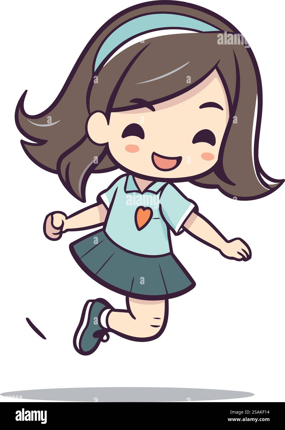 Cute little girl running and smiling. Vector illustration.eps10 Stock ...