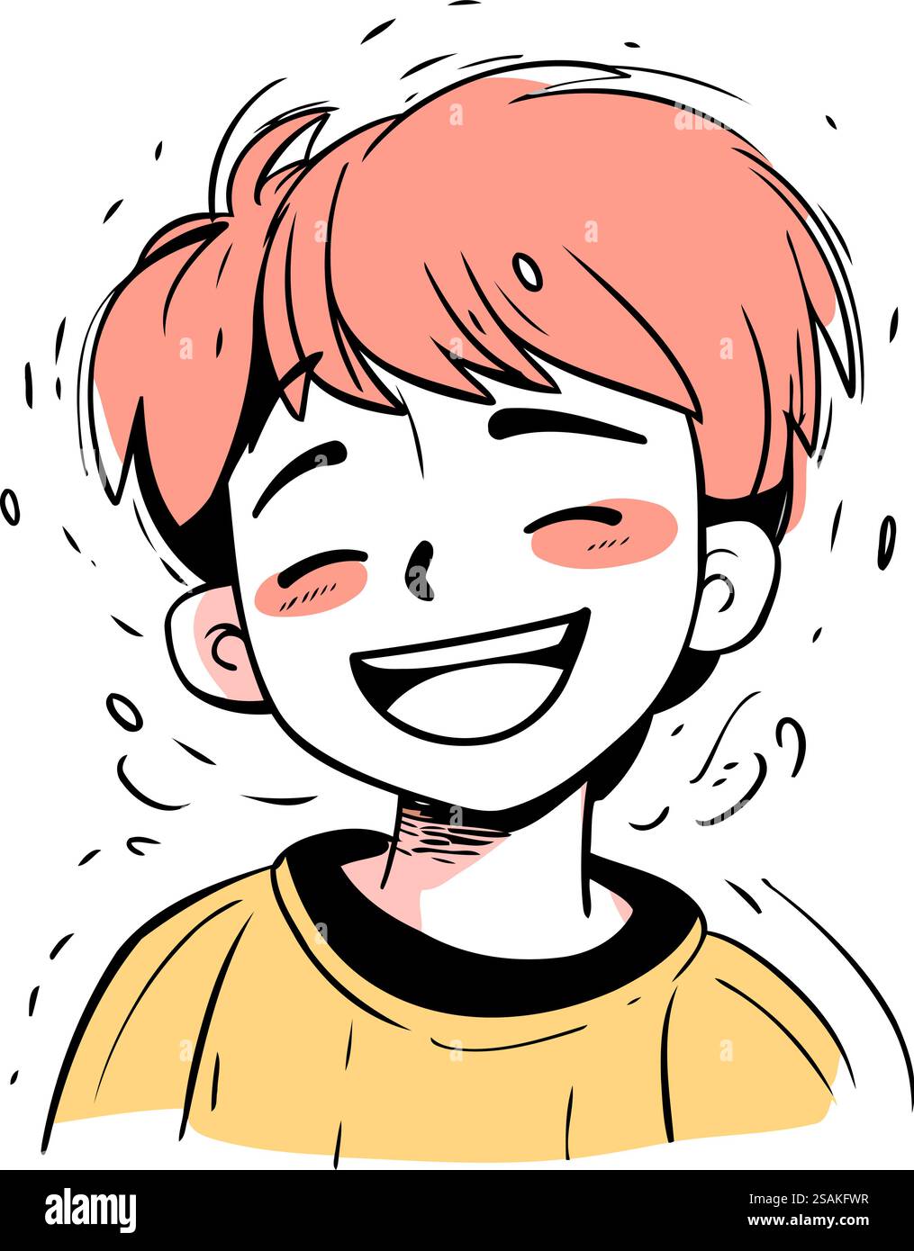 Vector illustration of a smiling boy in a yellow T shirt Stock Vector ...