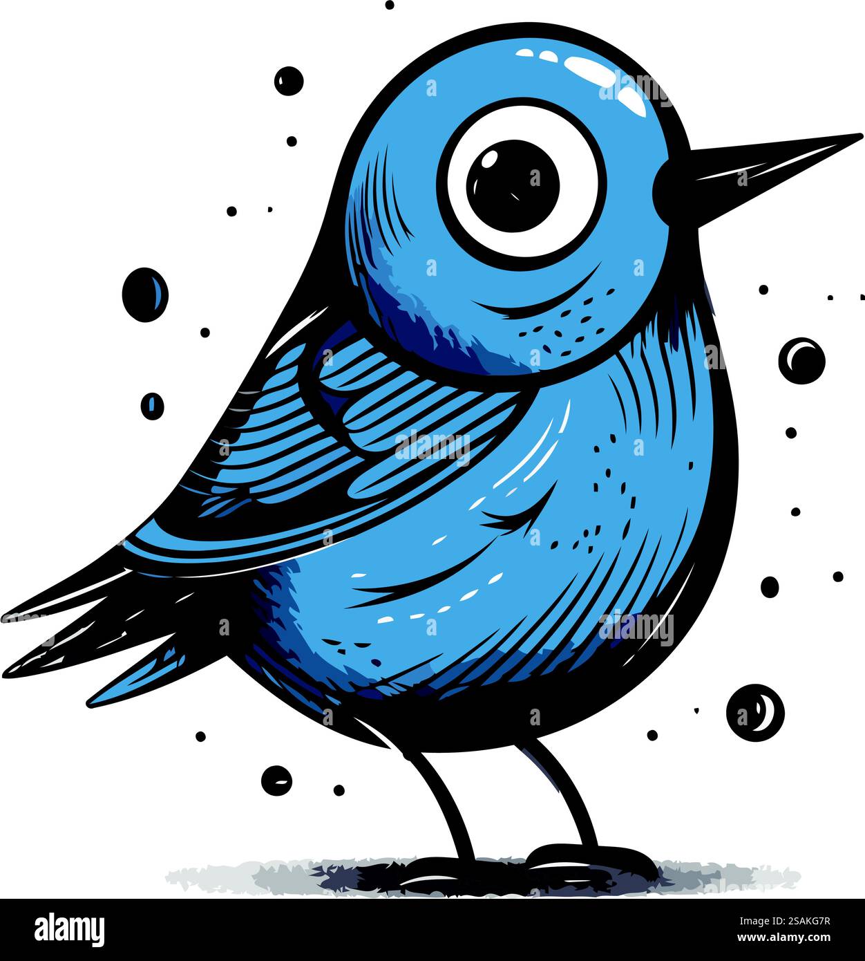 Vector illustration of a cute cartoon blue bird on a white background ...