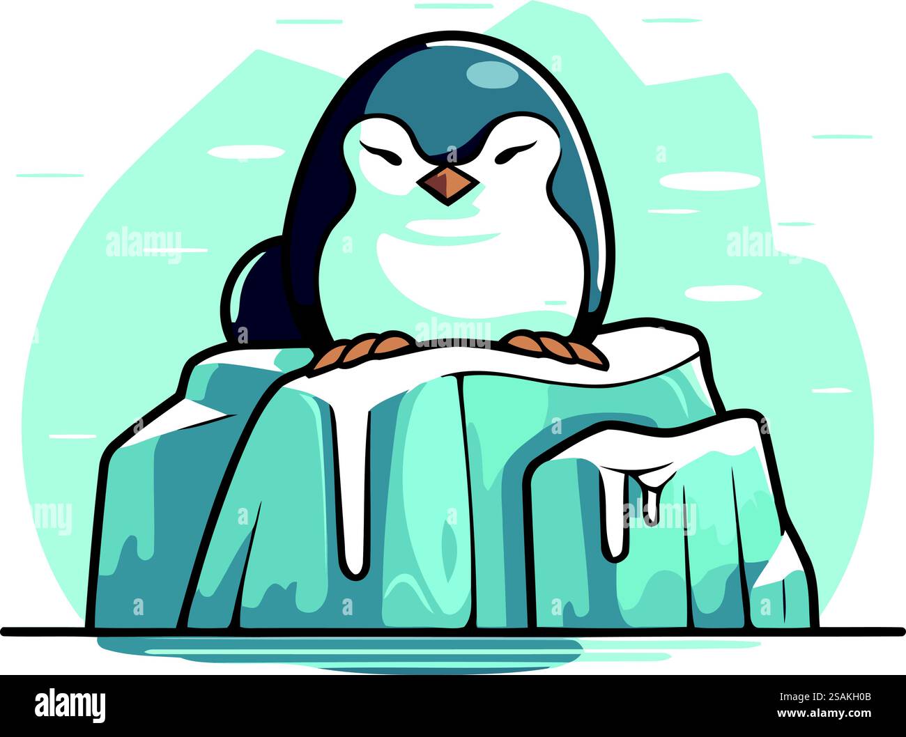 Penguin on the iceberg. Vector illustration in cartoon style Stock ...
