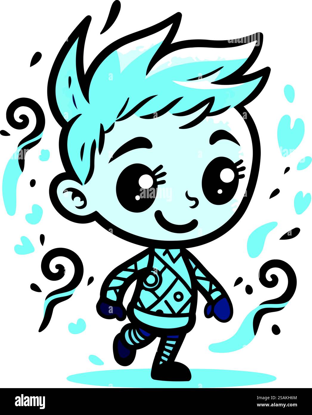 Cute little boy with abstract pattern on his body. vector illustration ...