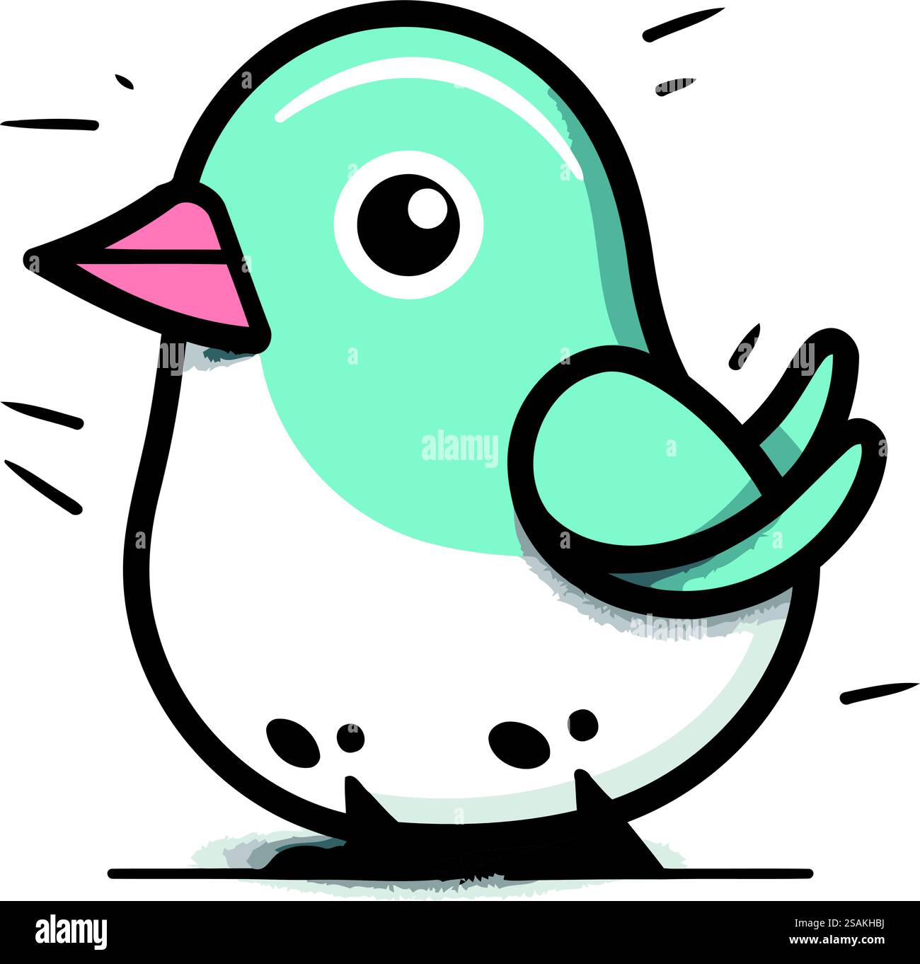Vector illustration of a cute little bird on a white background ...