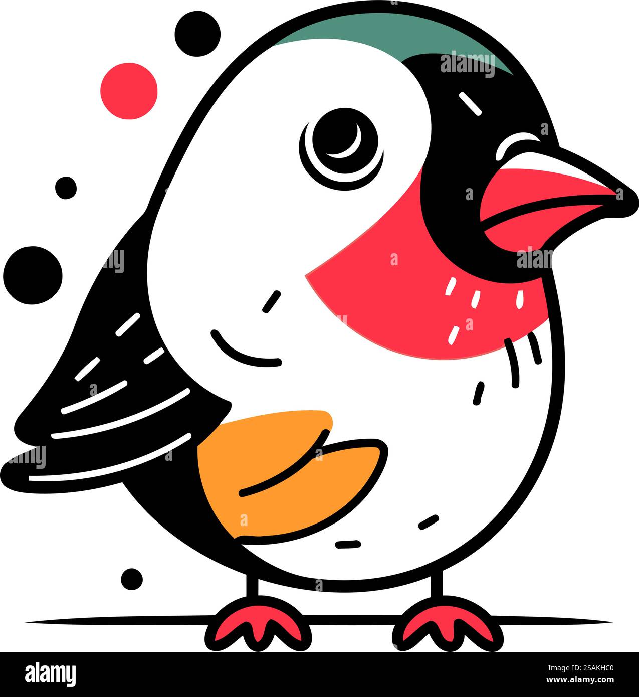 Vector illustration of cute little bird. Isolated on white background ...