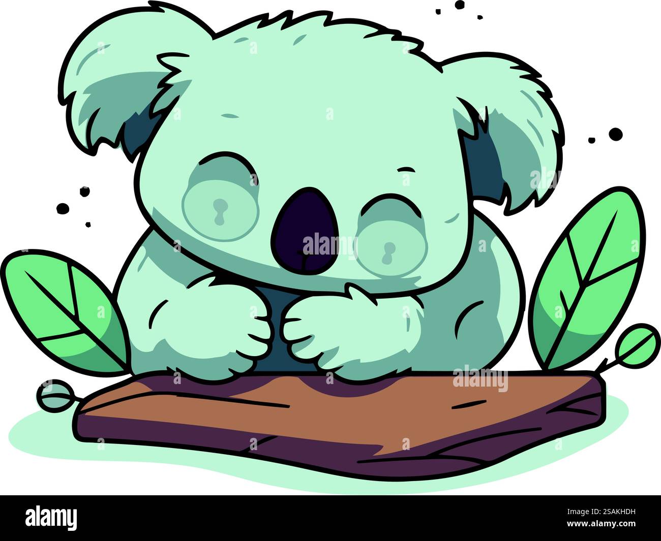 Cute cartoon koala sitting on a log. Vector illustration Stock Vector ...