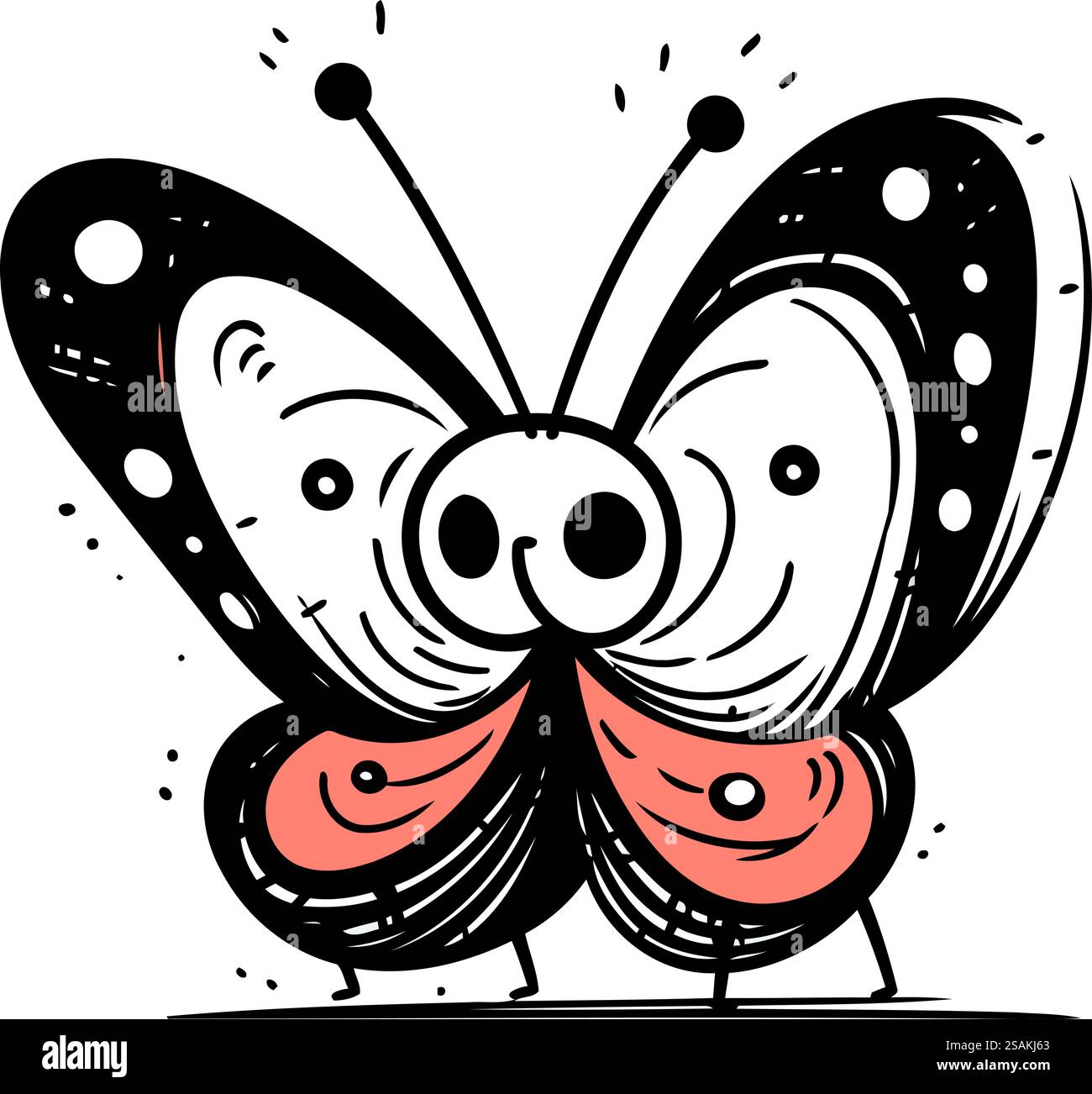 Butterfly doodle. Hand drawn vector illustration isolated on white ...